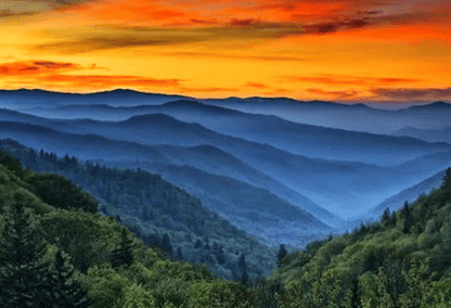 View of the Great Smoky Mountains close to Sevierville, Tennessee
