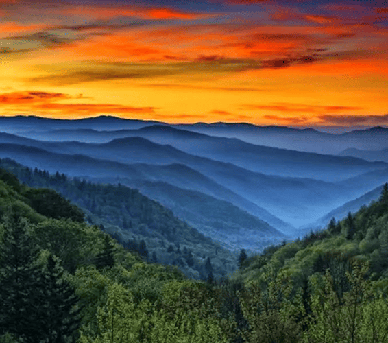 View of the Great Smoky Mountains close to Sevierville, Tennessee